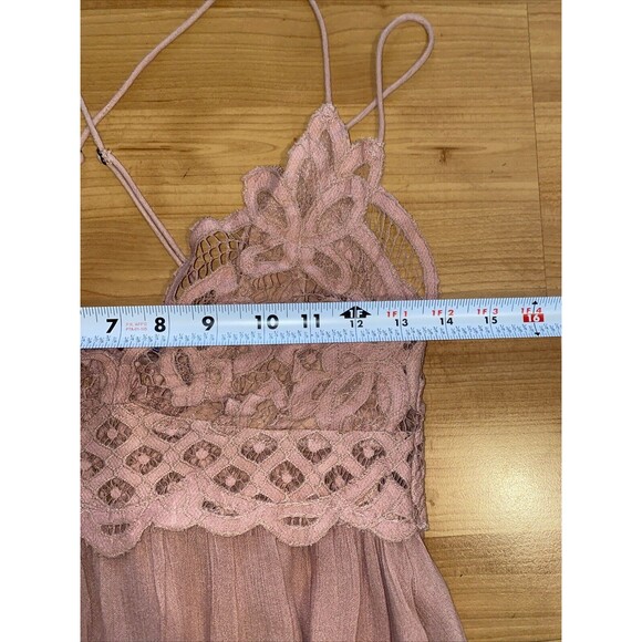 FP ONE‎ FREE PEOPLE Adella Slip Dress Rose Lace Embroidered Babydoll Size XS - Picture 14 of 16